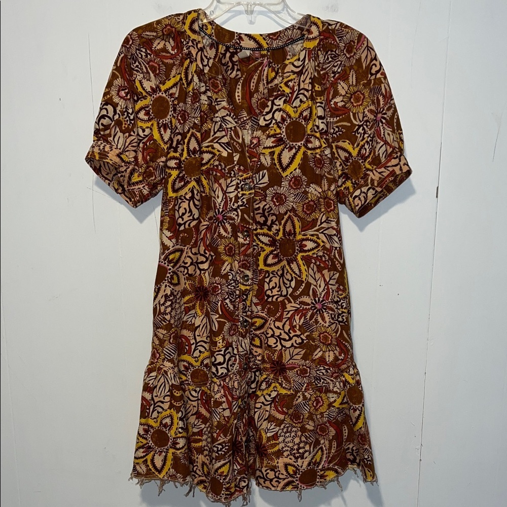 Anthropology Pilcro Puffed Sleeve Floral Tapestry Mini Dress XXS 0315261